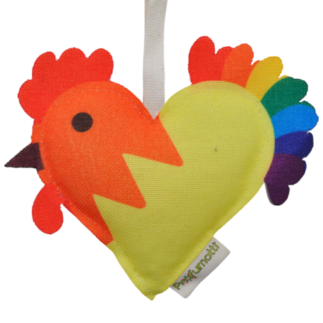 Profumatore in tessuto colorato a forma di gallo