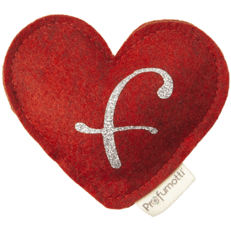 Profumatore cuore con glitter lettera F