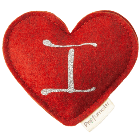 Profumatore cuore con glitter lettera I