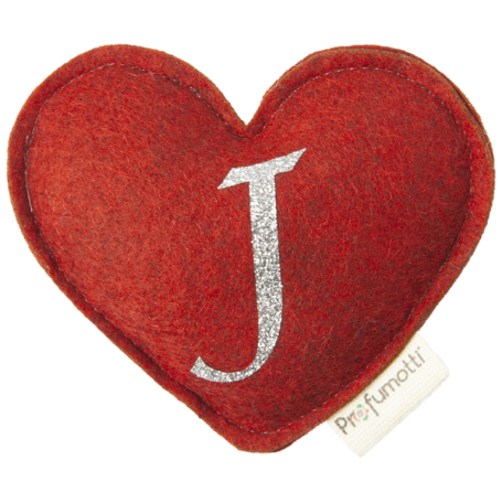 Profumatore cuore con glitter lettera J